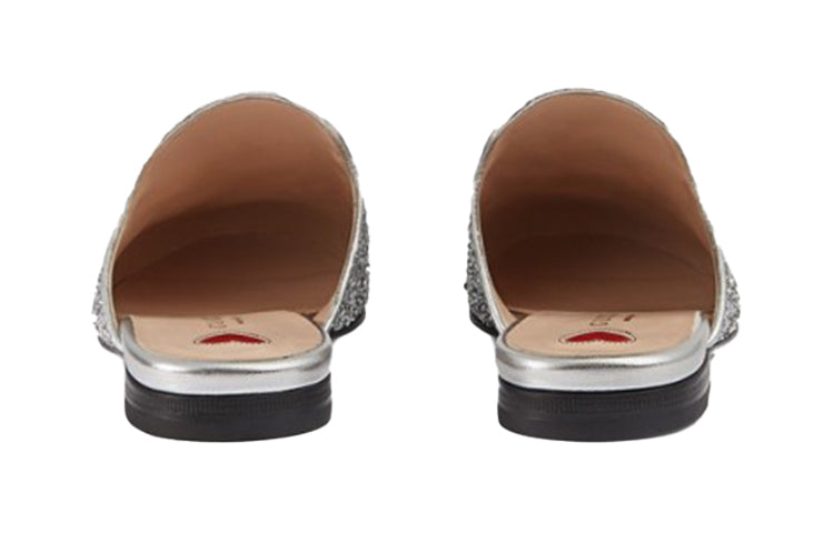(WMNS) Gucci Princetown Glitter Slippers 'Silver Metallic' 432773-KSP20-8106