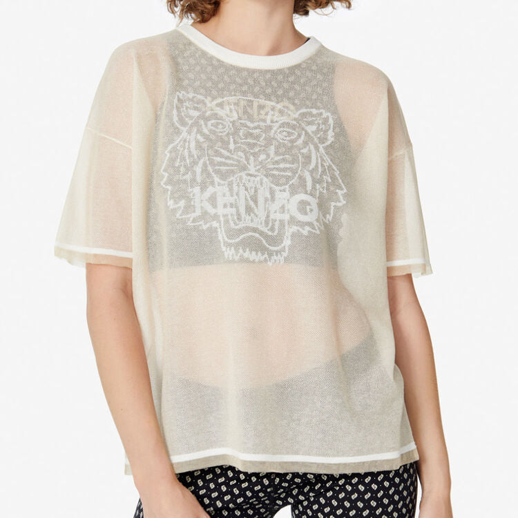 KENZO Tiger Head Pattern Short Sleeve Beige FA5-2PU505-3XC-02