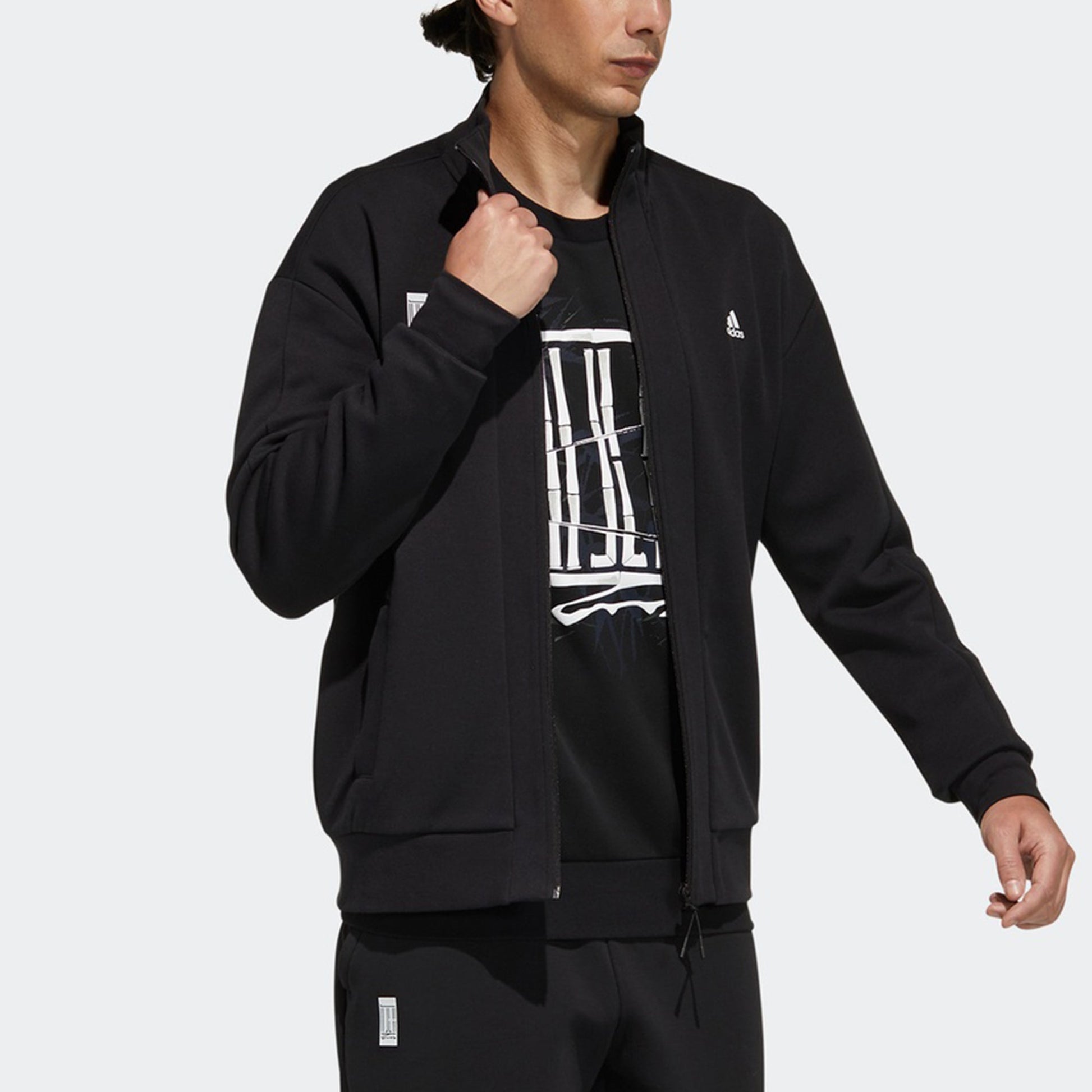 Men's adidas Wj Kn Tracktop Martial Arts Series Sports Stylish Logo Jacket Black H39334