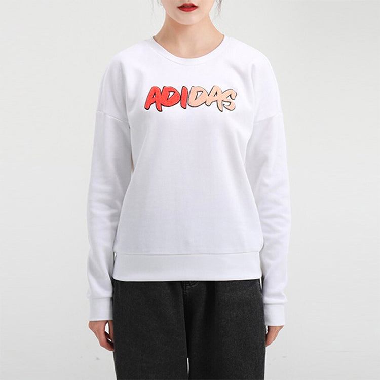 (WMNS) adidas Athleisure Casual Sports Round Neck Pullover White Hoodie GF0167