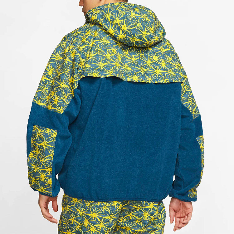 Nike Printing Splicing Big Pocket Pullover polar fleece Hooded Jacket Green CK3106-432