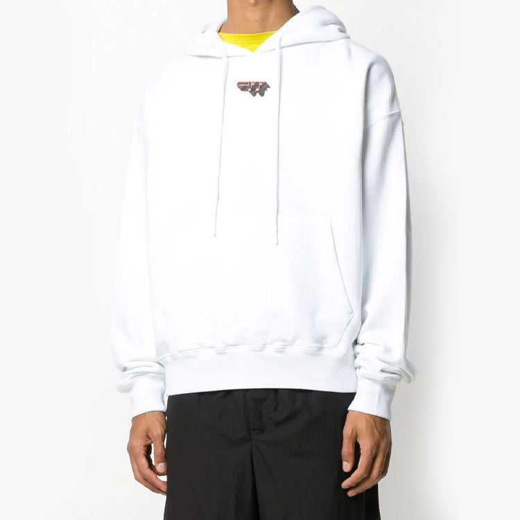Off-White FW20 Logo Hooded Pullover Men White OMBB037E20FLE0080110