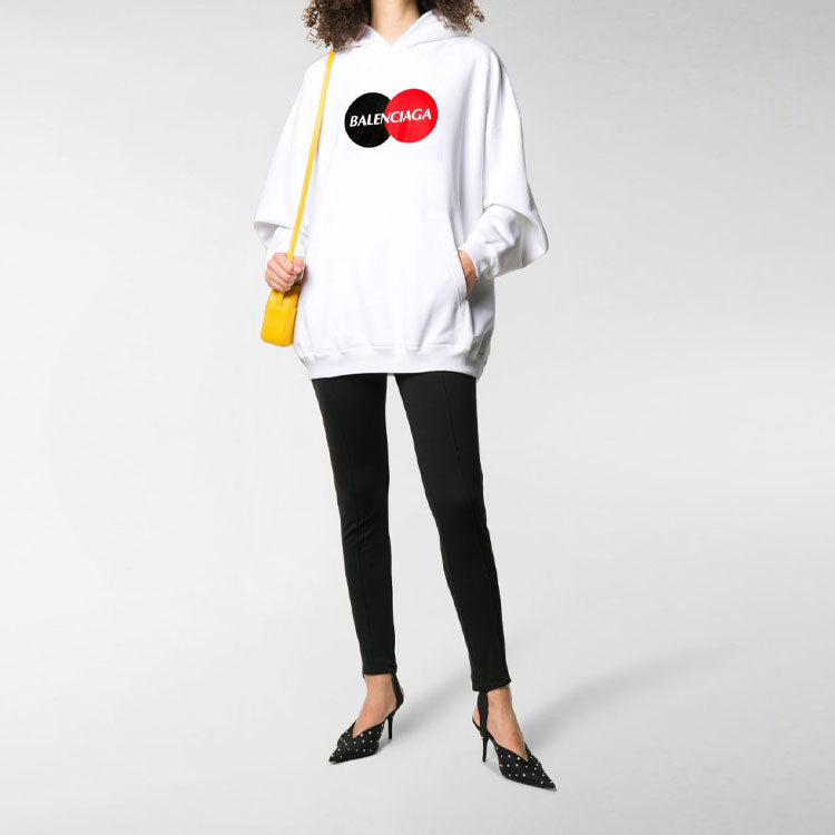 (WMNS) Balenciaga Pattern Loose Version Hoodie Sports White 620947TIV809000