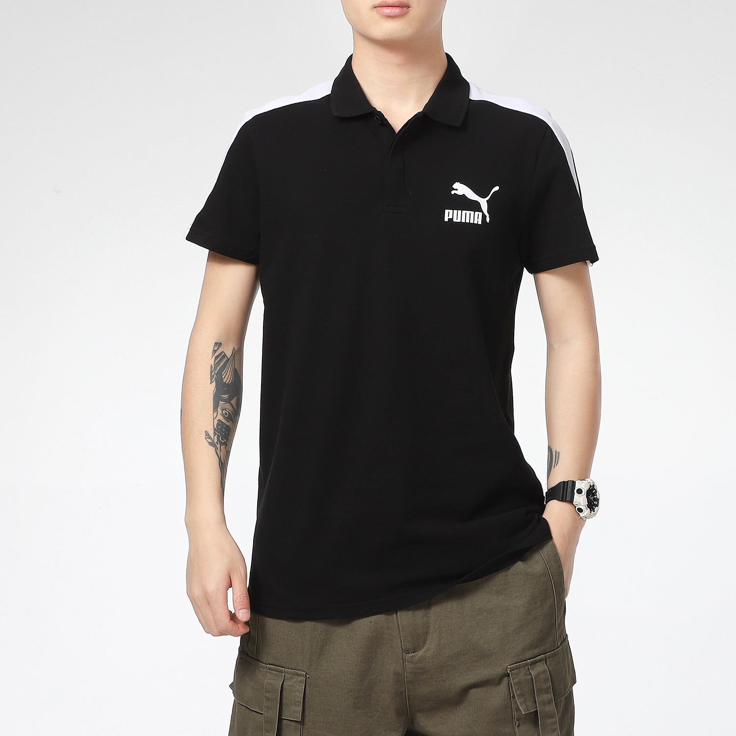 PUMA Iconic T7 Polo Shirt 'Black White' 532290-01
