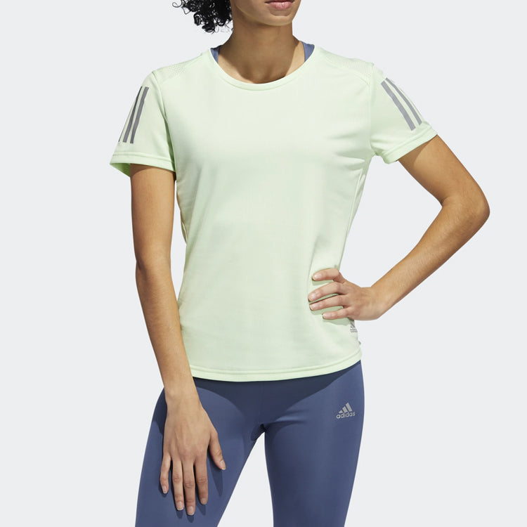 (WMNS) adidas Own The Run Tee Reflective Printing Sports Short Sleeve Green DZ2272
