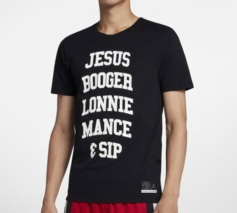 Air Jordan Air Alphabet Printing Sports Short Sleeve Black AR0054-010