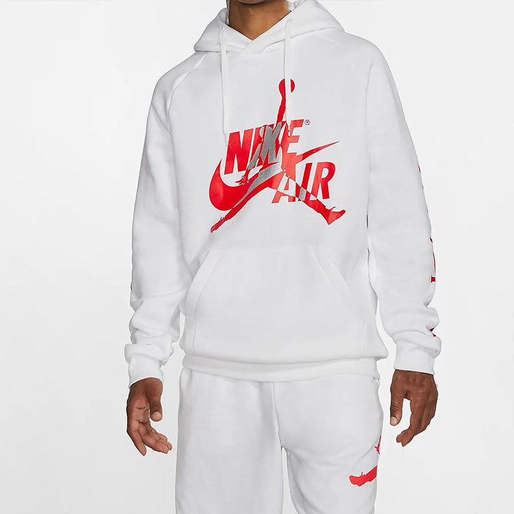Air Jordan Jumpman Classics logo Printing Fleece Lined Stay Warm Pullover White BV6011-100
