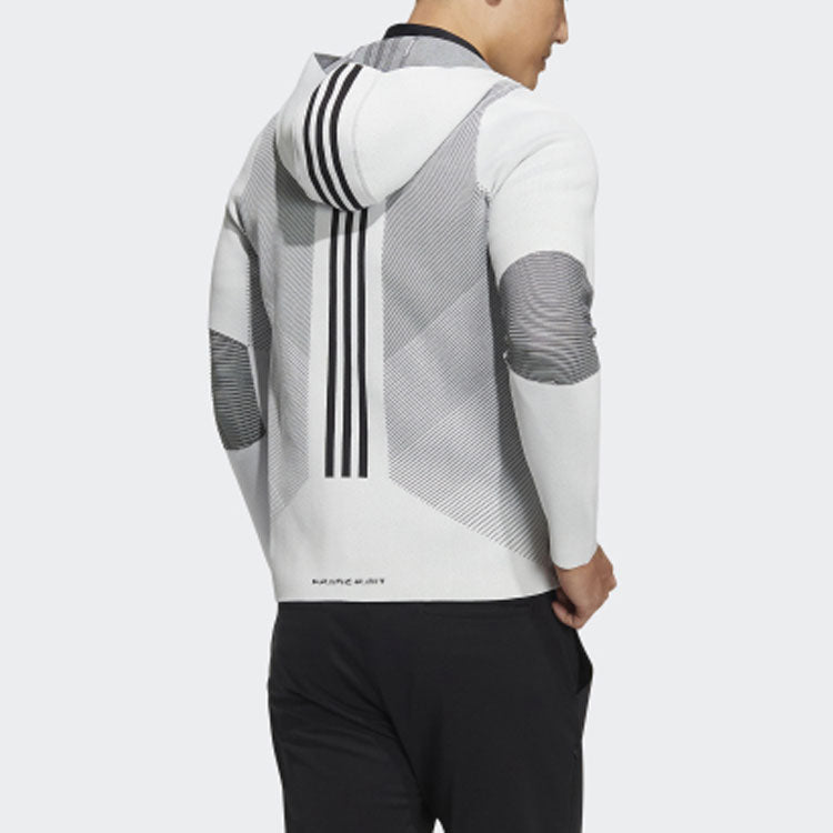 Men's adidas Logo Printing Solid Color Zipper Jacket White HB3592