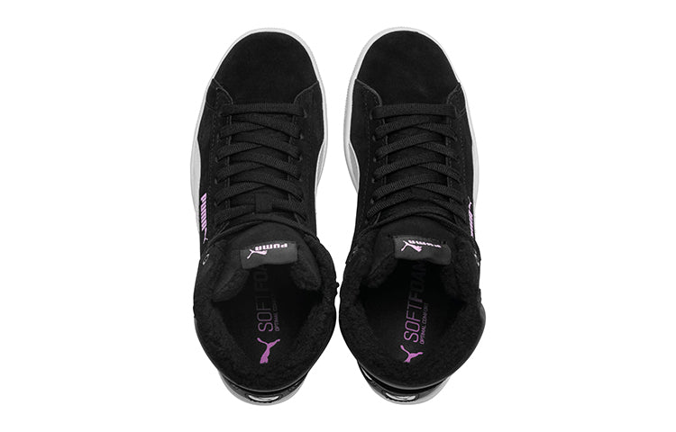 (PS) PUMA Vikky Mid Fur Fleeced Casual Board Shoes Black/White 366854-01