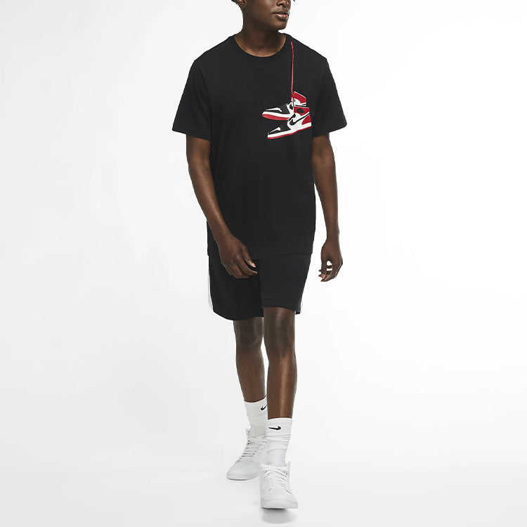 Air Jordan Casual Solid Color Round Neck Printing Short Sleeve Black CZ0432-010