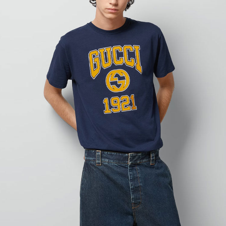 Gucci Cotton Jersey Printed T-Shirt 'Blue' 771758-XJF3R-4622