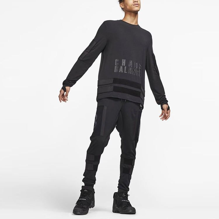 Nike Printing Splicing Sports Round Neck Pullover Black BV6476-010