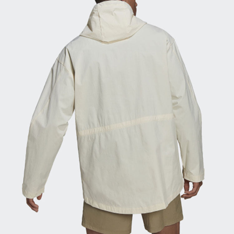 adidas Contrasting Colors Stripe Casual Sports Hooded Jacket Yellow White H39855