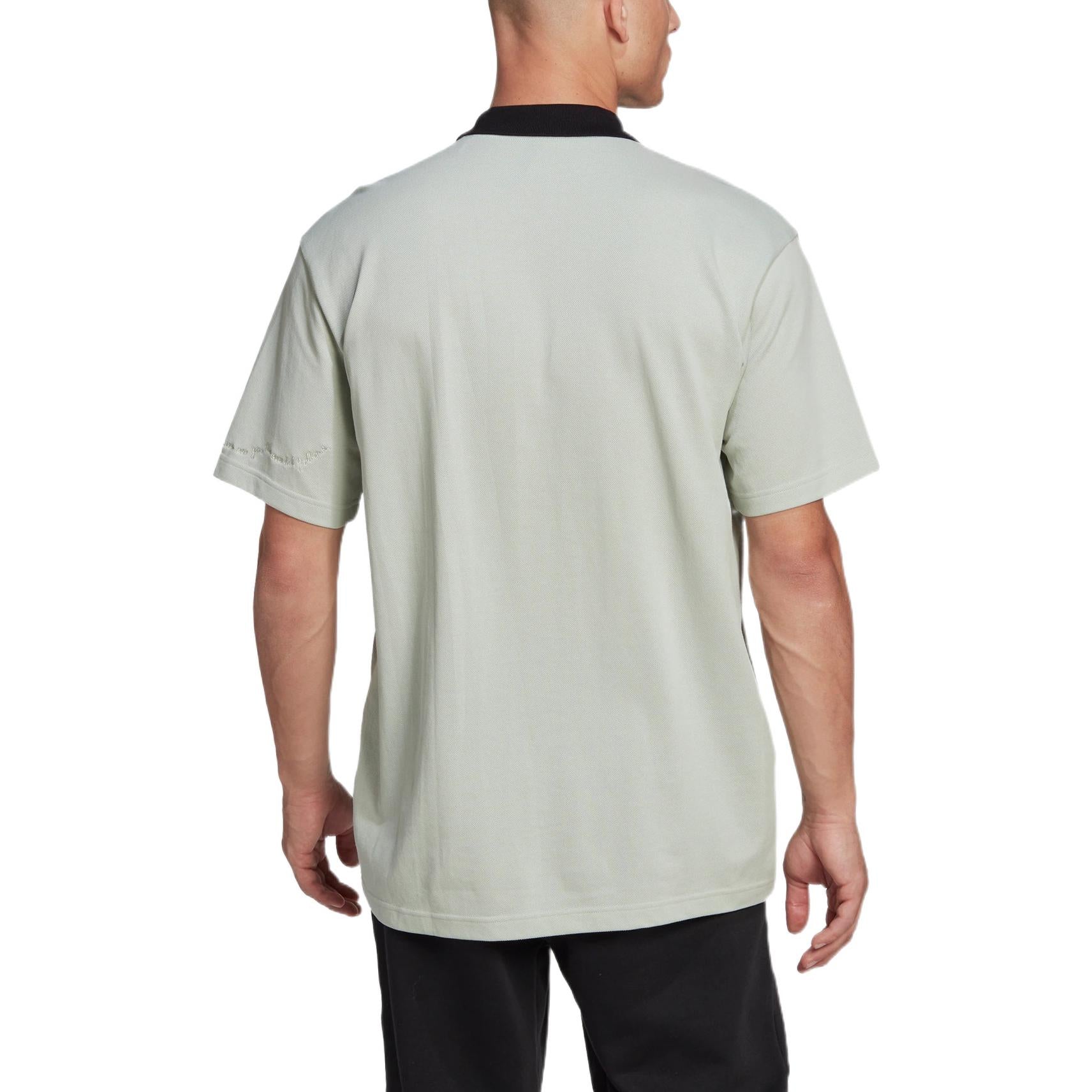 Men's adidas Solid Color Logo Printing Short Sleeve Green Polo Shirt HZ4173