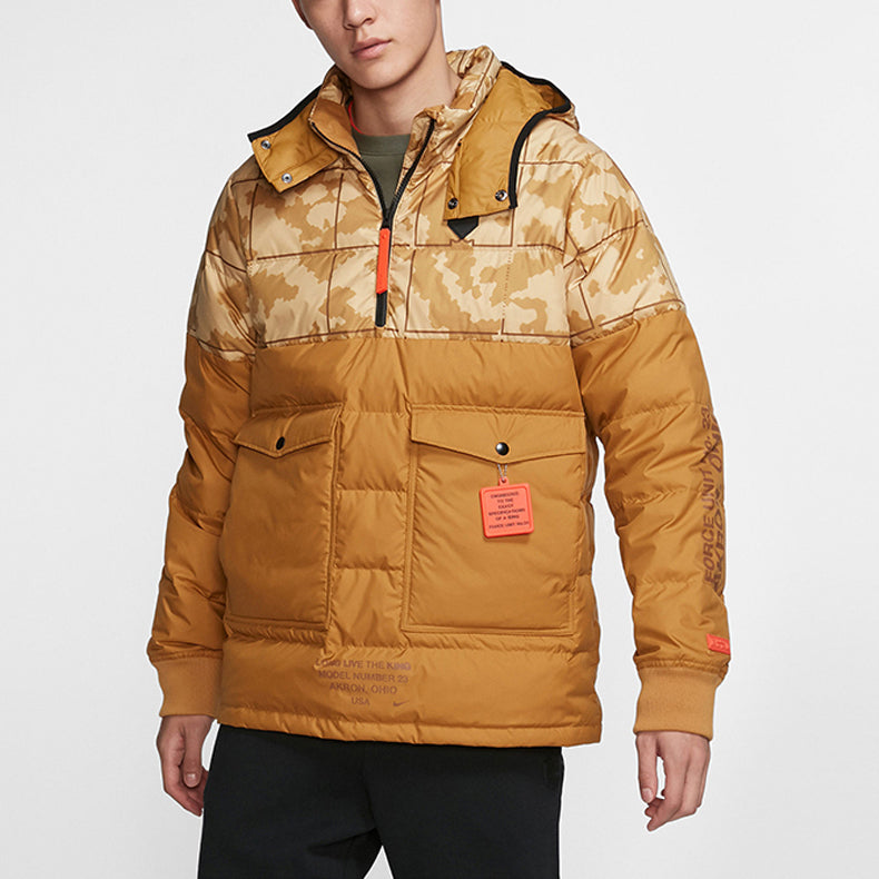 Nike LeBron Hybrid Half Pull Chain Warm Down Jacket Wheat Yellow AT3905-790