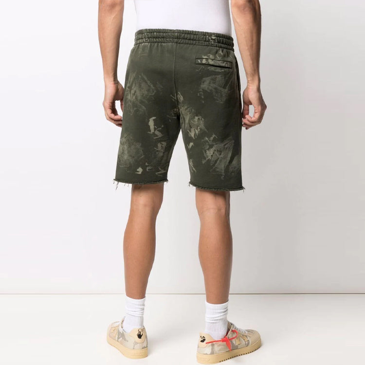 Off-White SS21 Logo Pattern Knee-Length Sports Shorts Version Green OMCI006S21FLE0055701