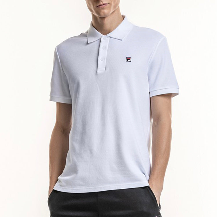 FILA Logo Sports Knit Short Sleeve Polo Shirt White F11M918105F-WT