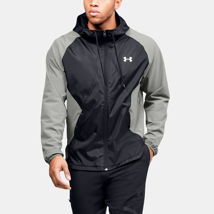 Under Armour Stretch Woven Running Jacket 'Black Grey' 1352021-388