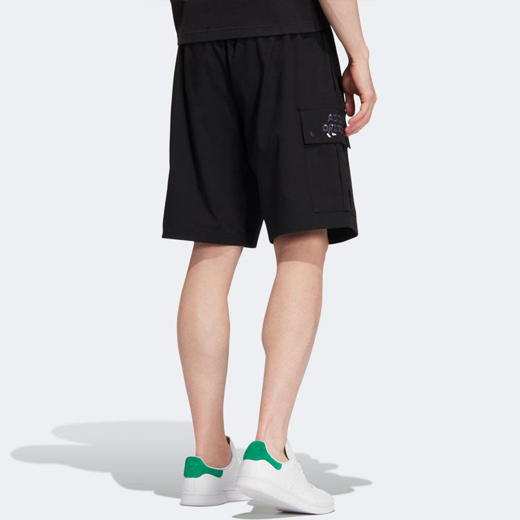 adidas originals x Charr Morita Crossover Logo Printing Straight Loose Shorts Black HR3466