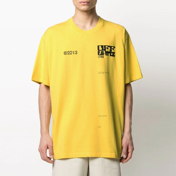 Off-White SS21 Tech Marker Logo Round Neck Short Sleeve Ordinary Version Yellow OMAA038S21JER0081910