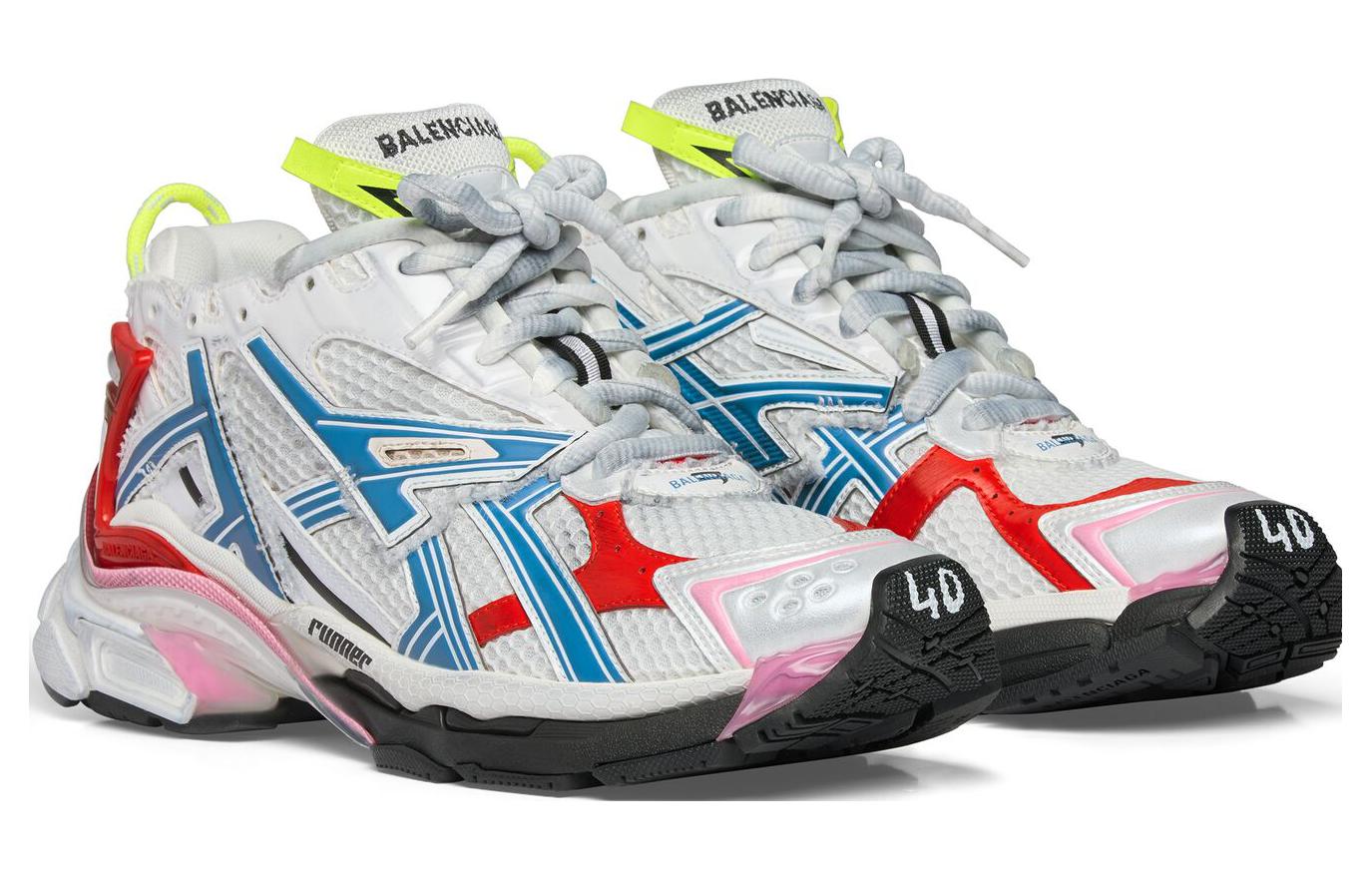 Balenciaga Runner Sneakers 'White Blue Red Mesh and Nylon' 677403W3RB69645