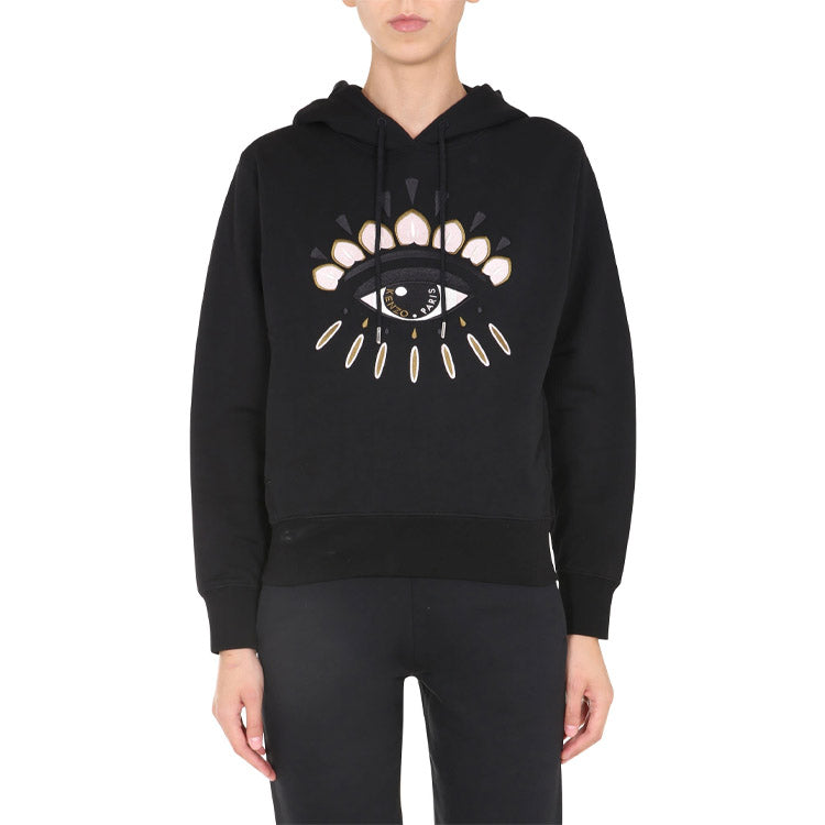 (WMNS) KENZO Eye Embroidered Pattern hooded Long Sleeves Hoodie Sports Black FA62SW8724XC-99