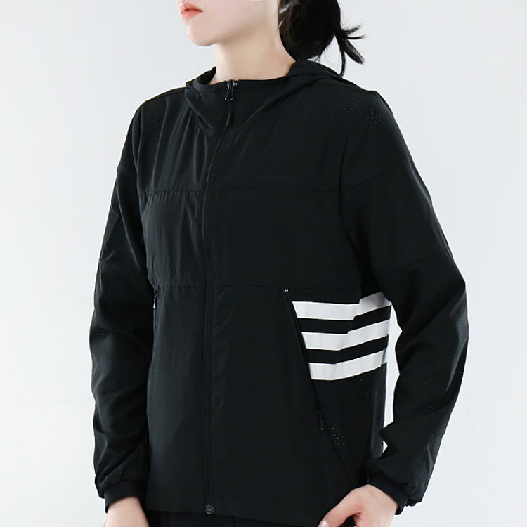 (WMNS) adidas neo Woven hooded Windproof Jacket Black DM4154