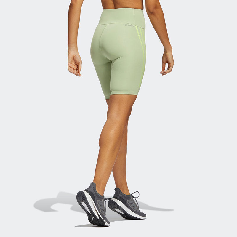 (WMNS) adidas Essentials 3-stripes Waisted Short Leggings 'Green' HD4471