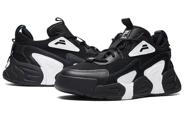 (WMNS) FILA SWARM low swirl sneakers 'Black And White' F12W034124FBW