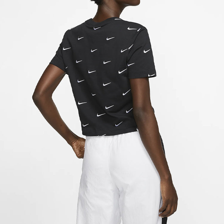 (WMNS) NikeLab Swoosh Small Embroidered Logo Short Sleeve 'Black' CK4092-010