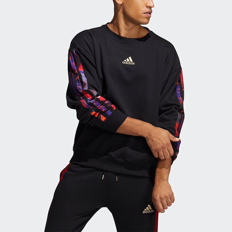 adidas Mic Gfx Crew Printing Basketball Round Neck Sports Black GU9538