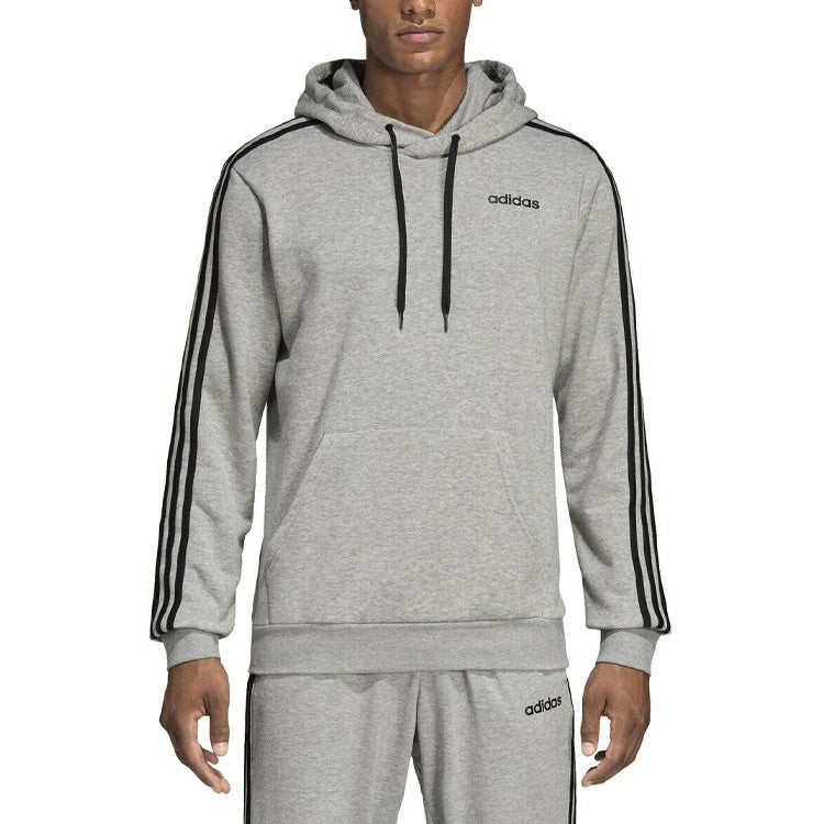 adidas Logo Printing Stripe hooded Long Sleeves Gray DQ3091