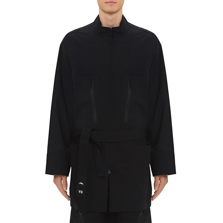 Men's Y-3 mid-length Stand Collar Casual Jacket Black GK4795