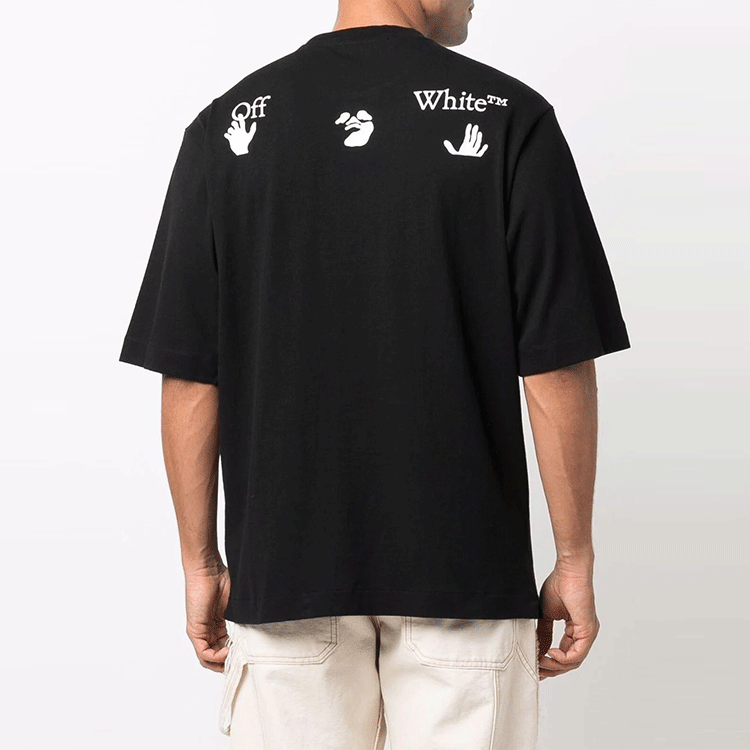Men's Off-White FW21 Logo Round Neck Short Sleeve Loose Fit Black T-Shirt OMAA119F21JER0081001
