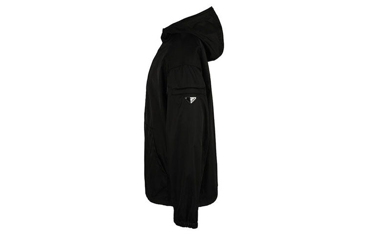 Men's PRADA SS21 Zipper Hooded Jacket Black SGB481-1WQ8-F0002