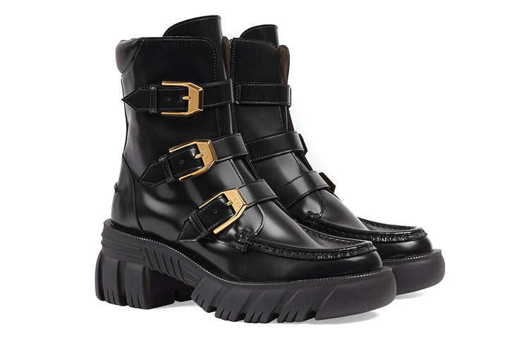 (WMNS) Gucci Leather Ankle Boots 'Black' 663590-DKSD0-1000