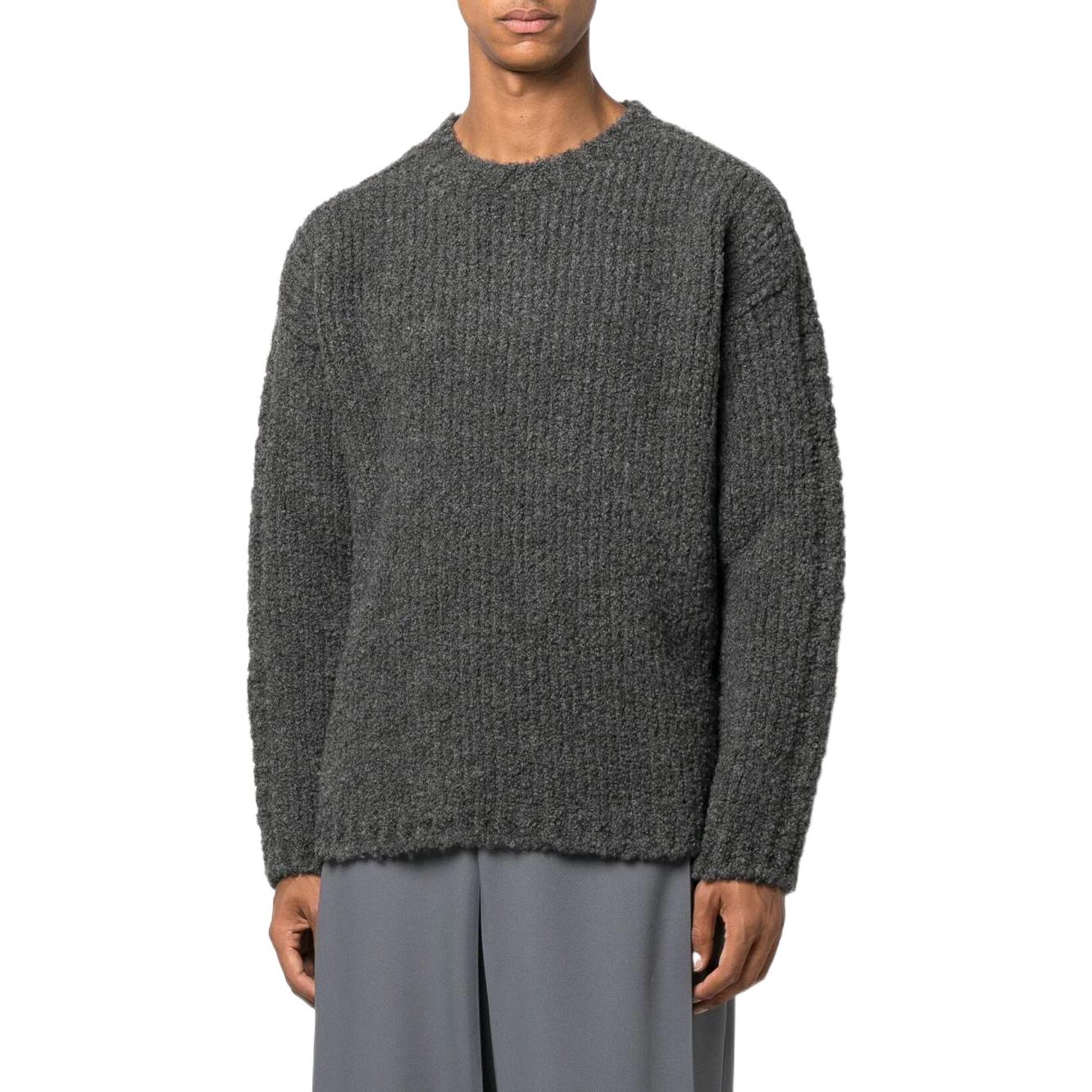 Men's Off-White FW22 Splicing Pattern Ribbed Knit Wool Sweater Black OMHE127F22KNI00108350835