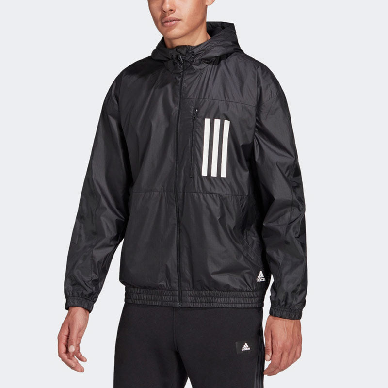 adidas M W.n.d. Jkt Pb Casual Sports Woven Hooded Jacket Black H42037