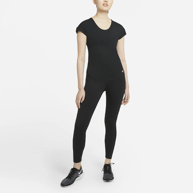 (WMNS) Nike Breathe Casual Sports Breathable Round Neck Short Sleeve Black CZ9611-010