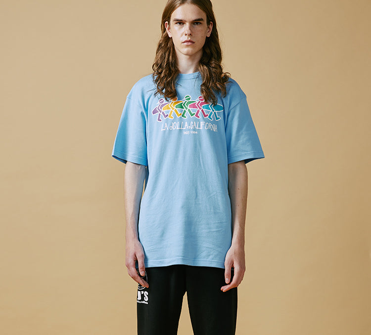 PJ's Vigor Pattern Printing Short Sleeve Unisex Blue 20SSTS1027-P