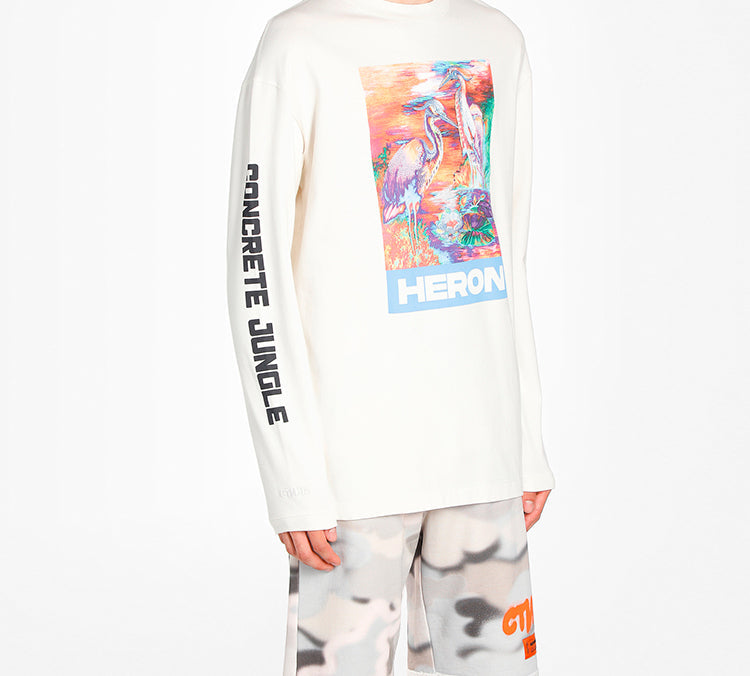 HERON PRESTON bird-print long-sleeved Tee HMAB013S209130210188