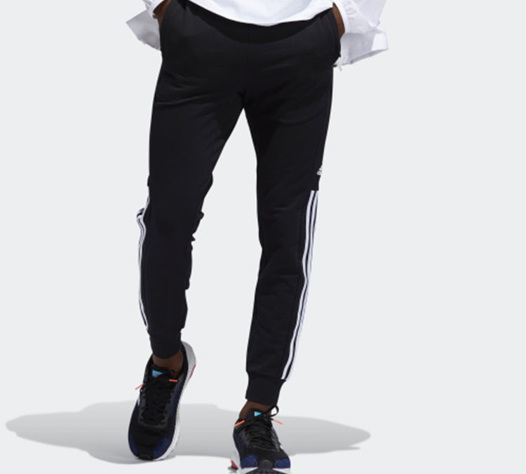 adidas Plaid Pants Knitted Sports Pants Men Black FT2843