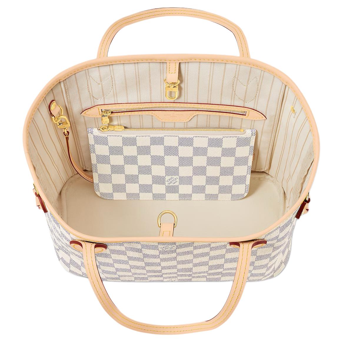 (WMNS) LOUIS VUITTON Neverfull PM Damier Azur Canvas Handbag 'Grey Gold' N40605