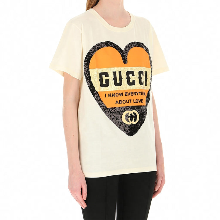 (WMNS) Gucci Love Print Oversize T-Shirt 'Sunkissed' 492347-XJB72-9756