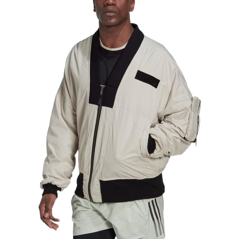 adidas Colorblock Zipper Casual Jacket Creamy White HT3408
