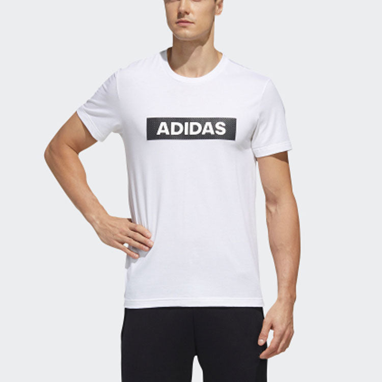 adidas M Gfx T Lng Box Contrasting Colors Logo Sports Round Neck Short Sleeve White GJ5110
