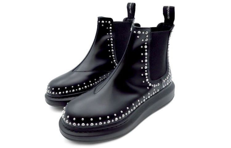 (WMNS) Alexander McQueen Hybrid Chelsea Boots 'Black Studd' 650803WHX571081