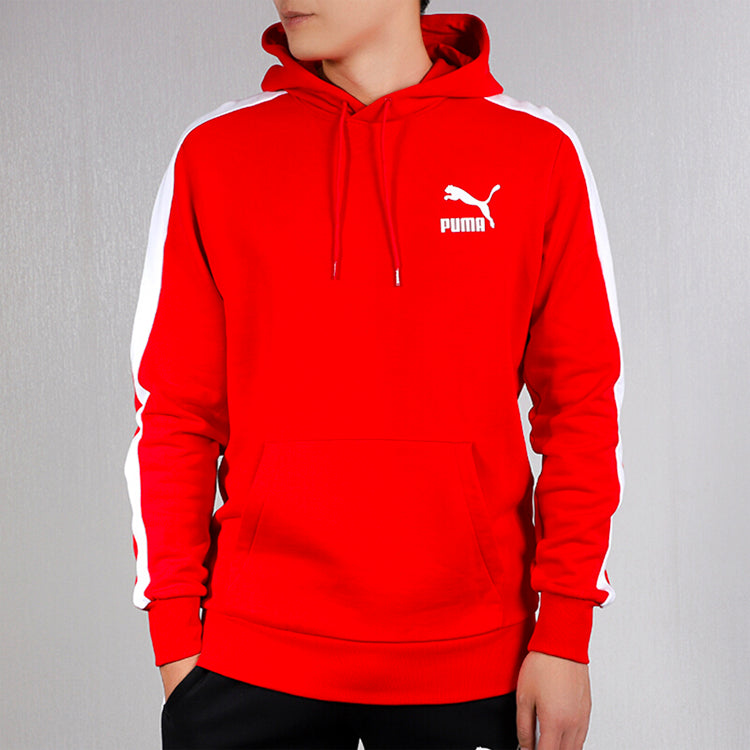 PUMA T7 Hoodie Casual Taped Jumper Hoodie 'Red White' 595922-11