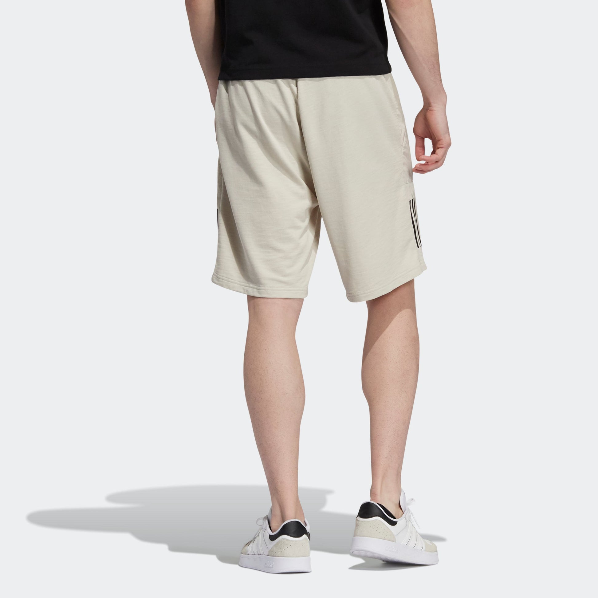 adidas neo M Sw Knit Ut Sh Big Pocket Stripe Loose Sports Shorts Creamy White H45163