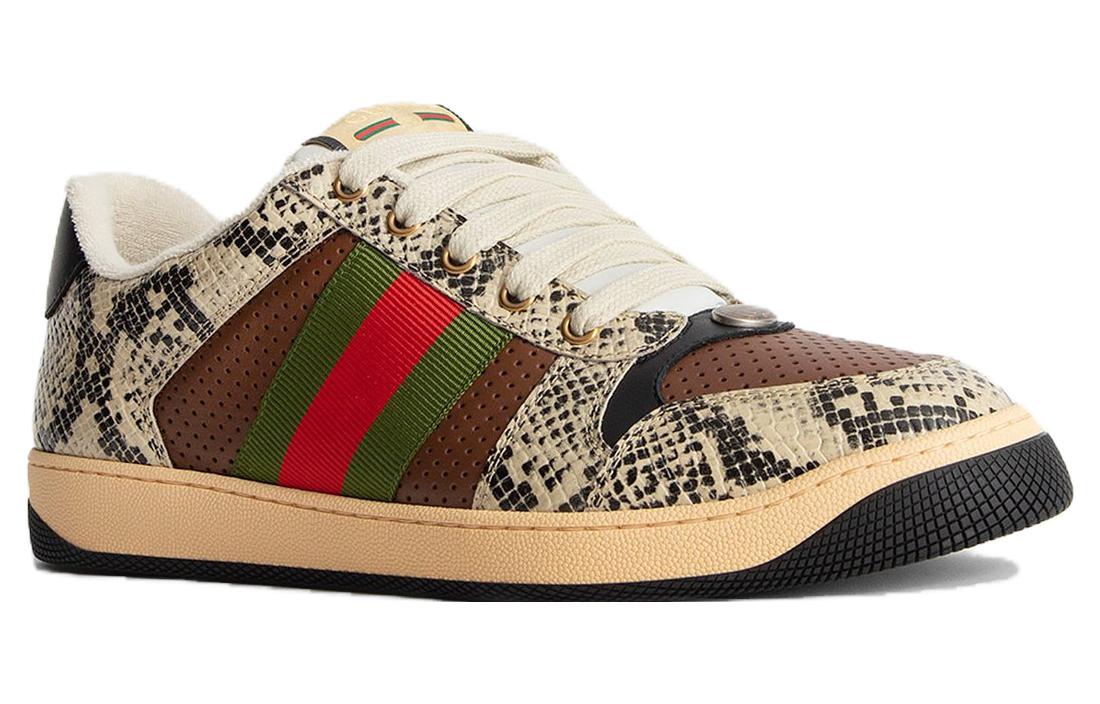 Gucci Screener Python-embossed Leather Sneakers 'Beige Black Brown' 698605-19YC0-9781